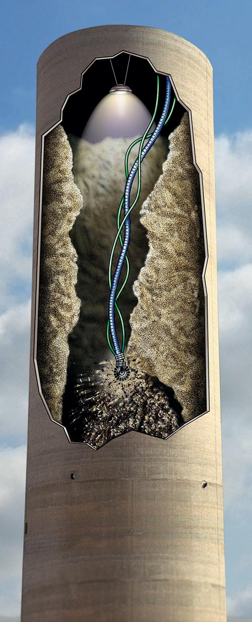 Big Mole service inside large cement silo