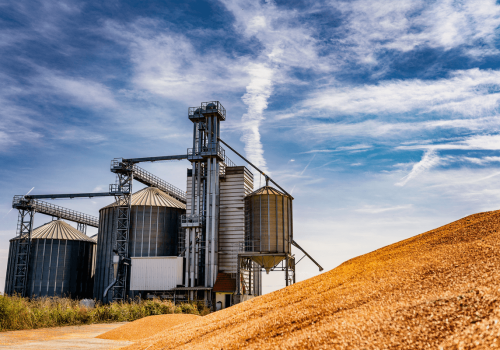 Technician performing grain silo cleaning