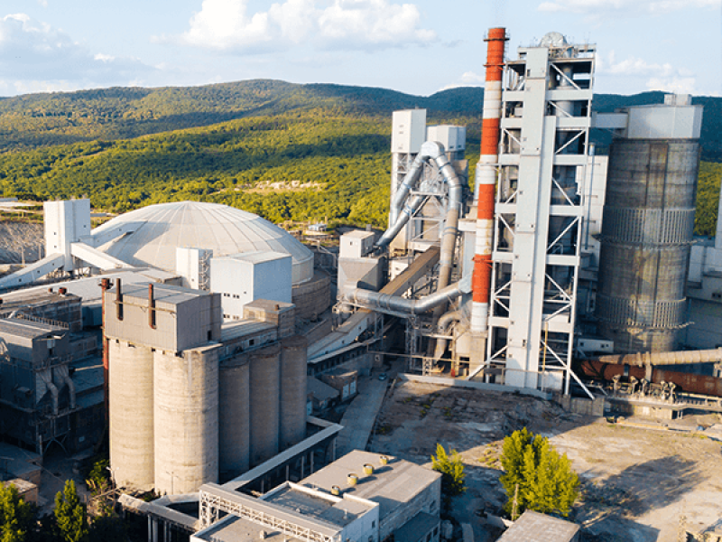 Aerial view of cement silo complex: Big-Mole operated remotely from the roof
