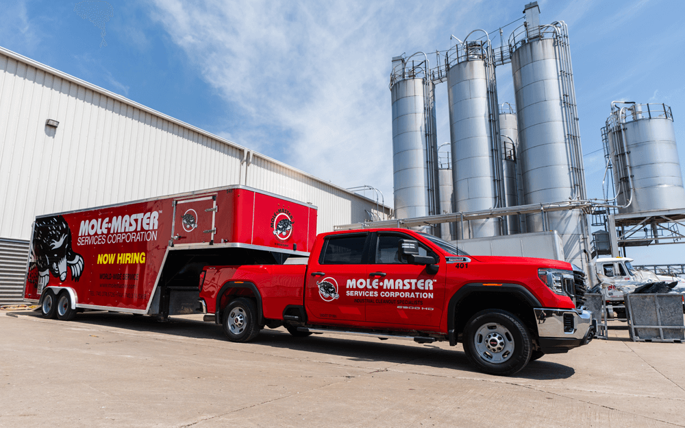 UltraVac HVV-4915 industrial vacuum truck on-site at silo facility