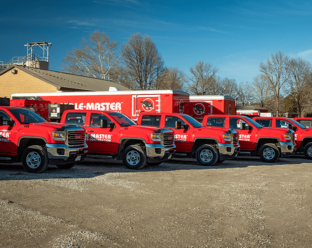 Mole&middot;Master&reg; equipment trucks lined up: international deployment fleet ready for global service