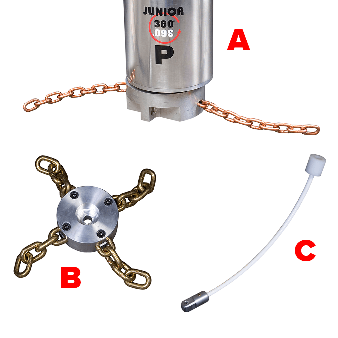 Junior 360&deg;&reg; P complete assembly: pneumatic cutting head with hydraulic boom assist