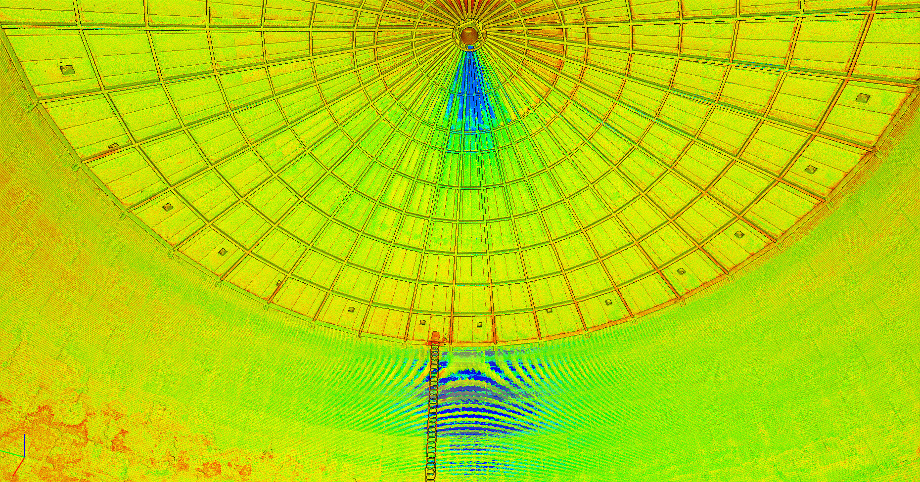 M-LAS LiDAR after scan: silo interior following cleaning showing restored geometry